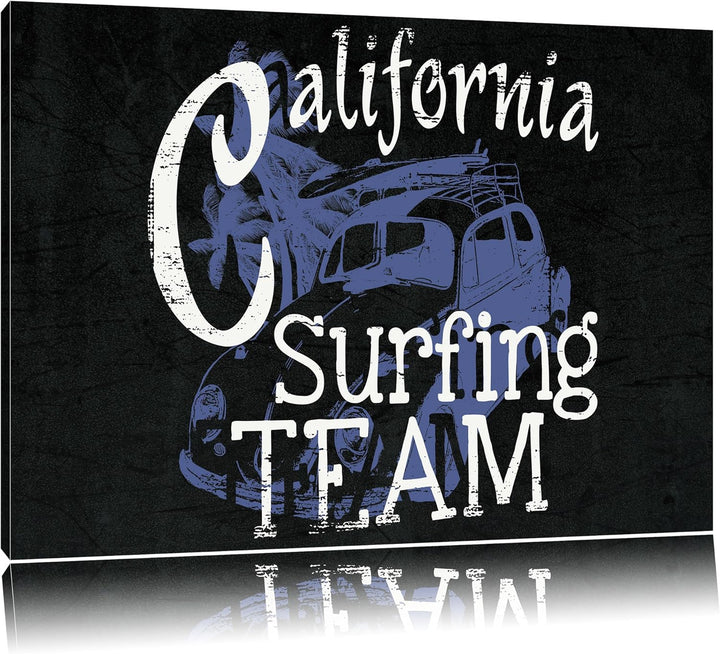 California Surfing-Team Black Format: 100x70auf Leinwand, XXL riesige Bilder fertig gerahmt mit Keil