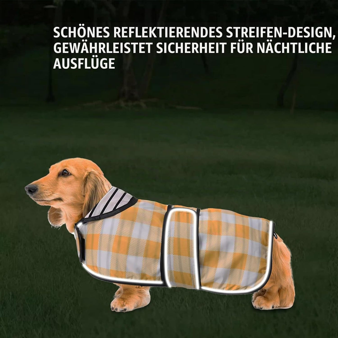 Geyecete Hunde Regenmantel,Einstellbar Wasserdicht Hundejacke für Dackel,Regenmantel mit reflektiere