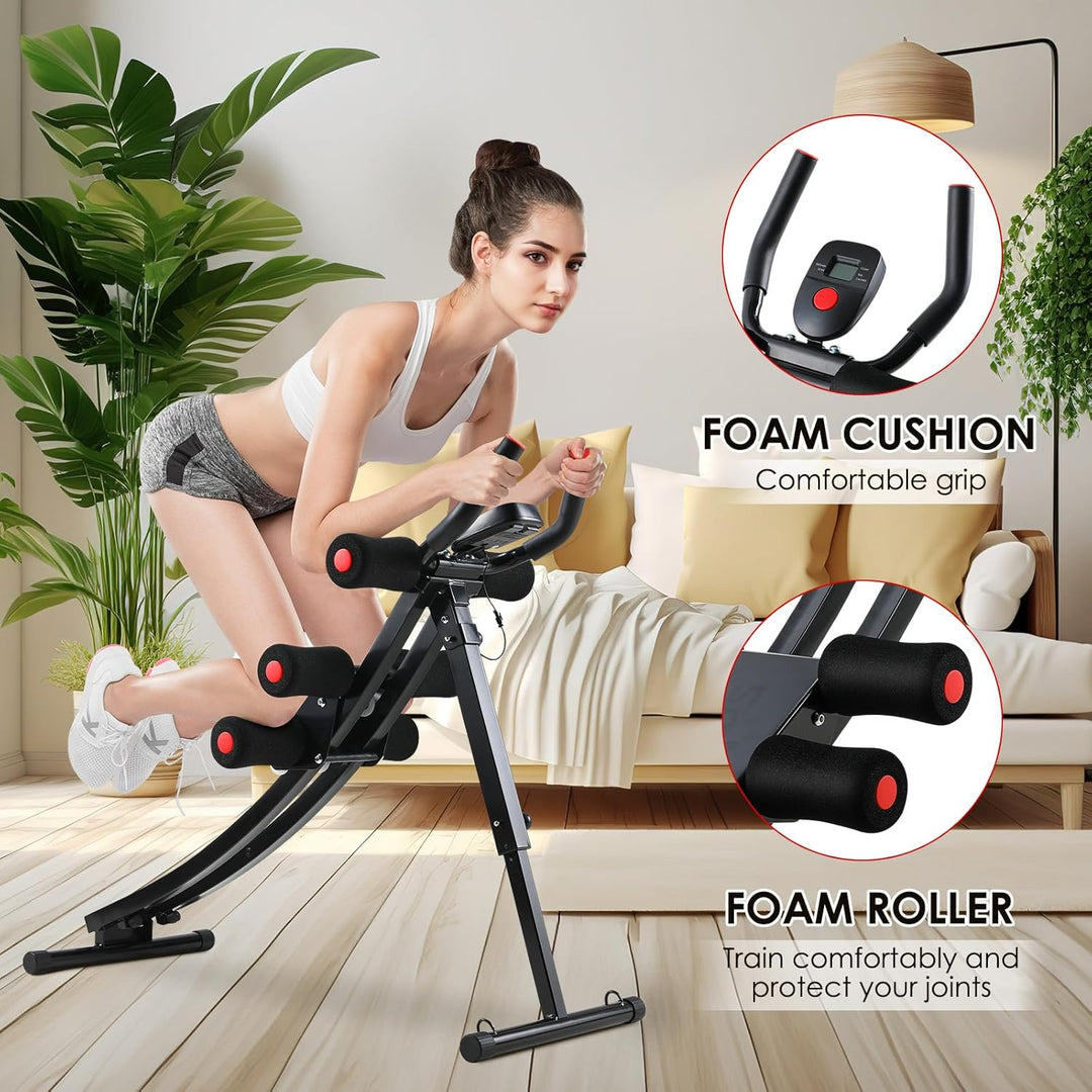 LIFERUN Bauchtrainer für zuhause, Klappbar und Platzsparend, mit LCD-Monitor, 4 stufigem Widerstand,