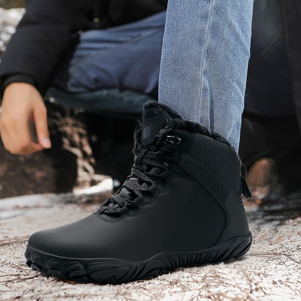 Sisttke Barfussschuhe Herren Damen Winter Gefüttert Wasserdicht Winterschuhe Outdoor rutschfeste Sch