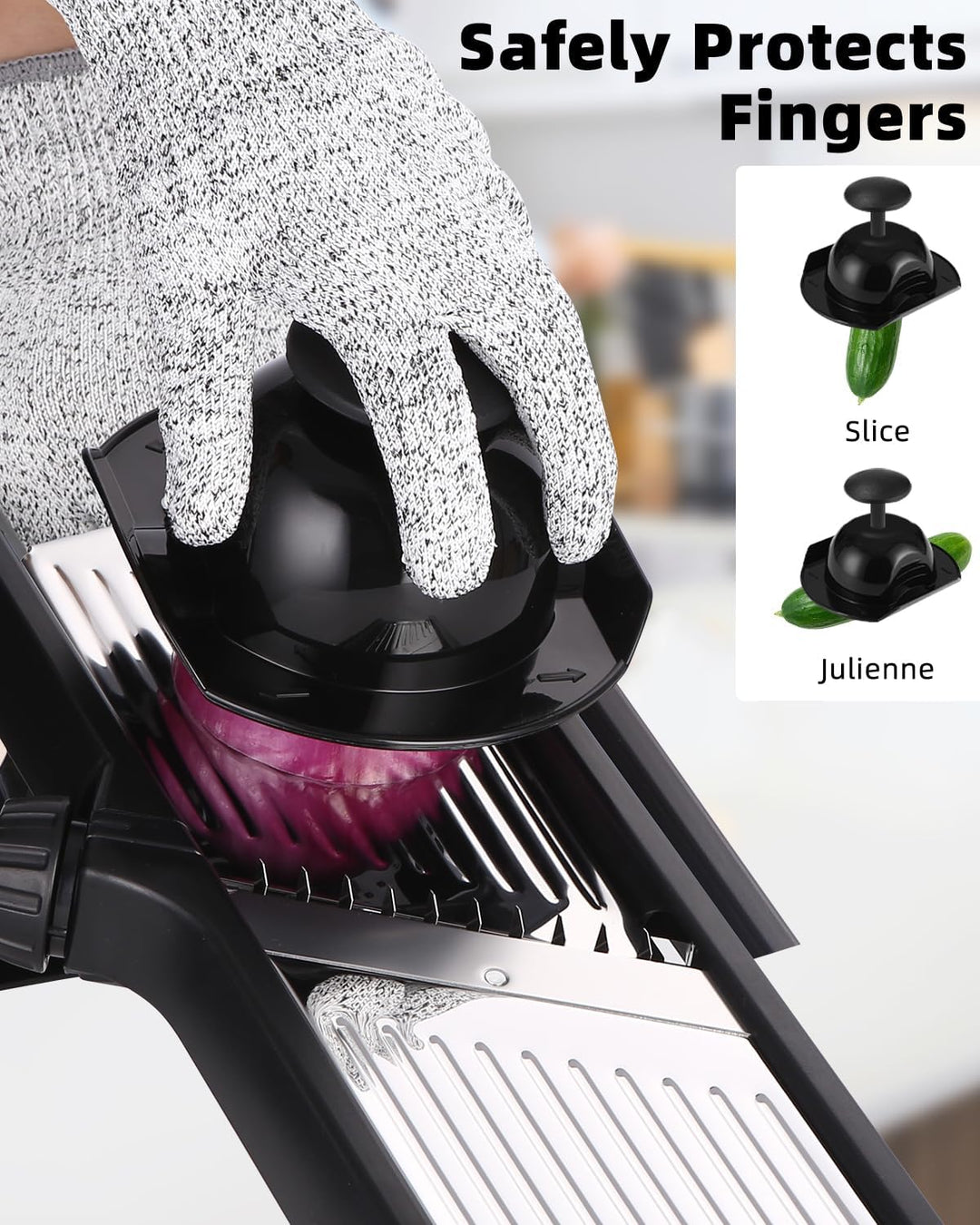 Mandoline Gemüsehobel 5-in-1 Profi Verstellbar Gemüseschneider Multifunktion Gemüsehobel Edelstahl H