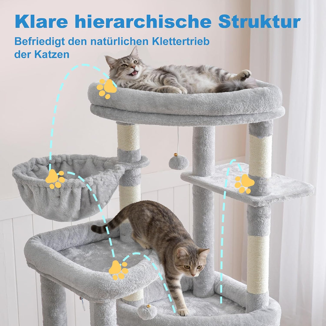 Hey-brother Katzenbaum, 171 cm hoher Stabiler Kratzbaum für grosse Katzen, mit 3 Plattformen, 2 Gros