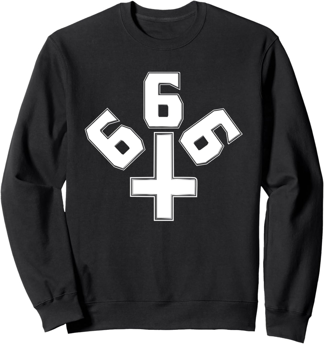 666 Umgedrehtes Kreuz Satanisches Symbol Halloween-Teufel-Fan Sweatshirt