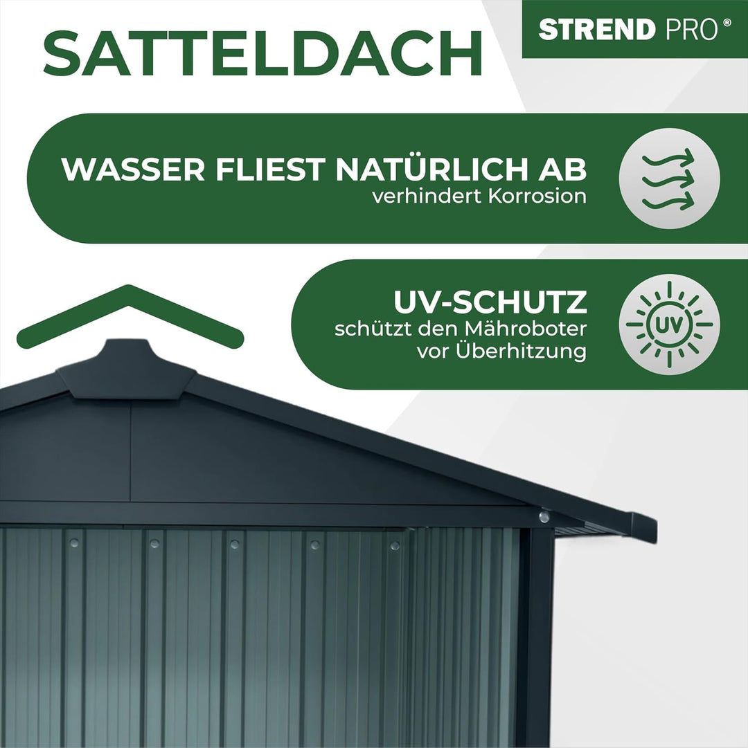 STREND PRO Mähroboter Garage Metall Anthrazit 86x88x60 cm | WETTERFEST | UV-beständig | Unterstand |
