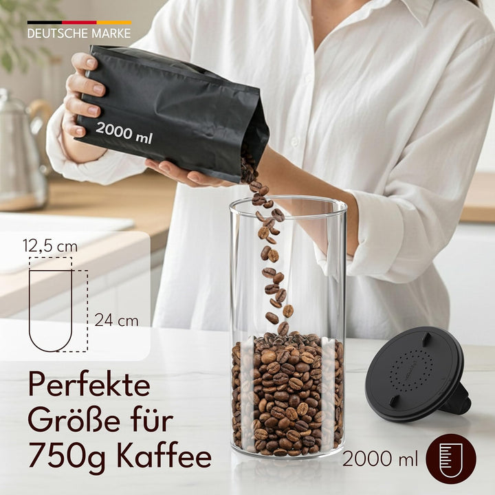 Kitchen&Co. Kaffeedose mit Vakuumdeckel, Luftdichte Aufbewahrung, Vorratsdose luftdicht, mottensiche