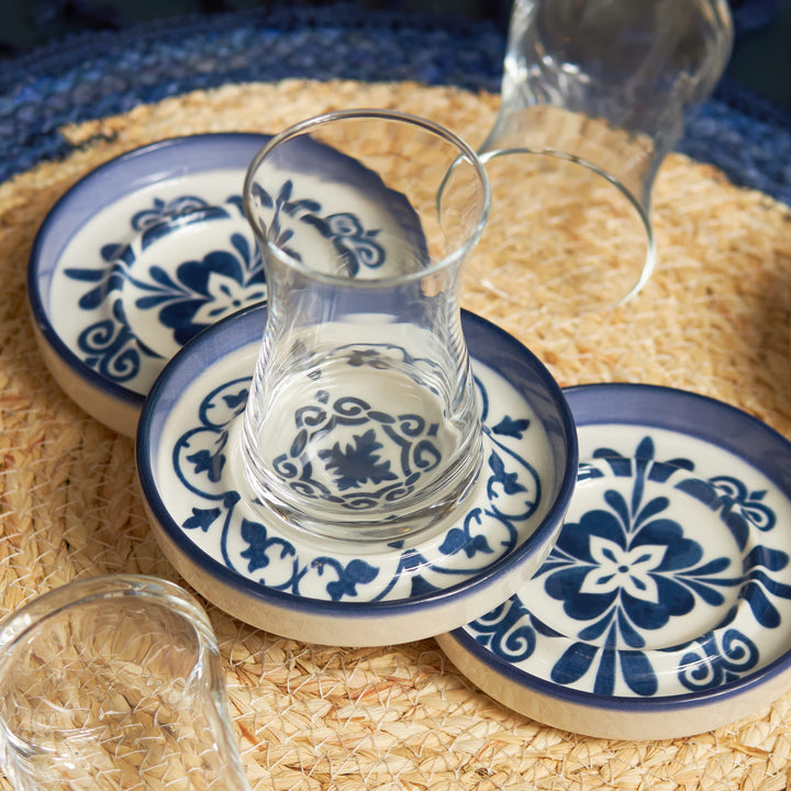 KARACA 153.03.06.7766 Tea Set, Steingut, Zeher Blue, Blu