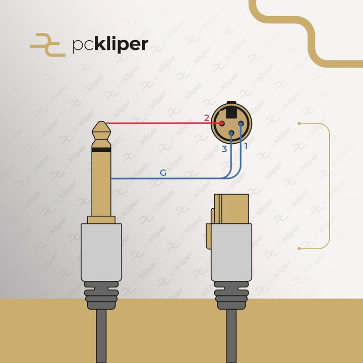 VITALCO XLR Buchse auf 6,3mm Mono Klinke Kabel 5m Mikrofonkabel 3 Polig auf 6.3 TS Klinkenstecker Ad
