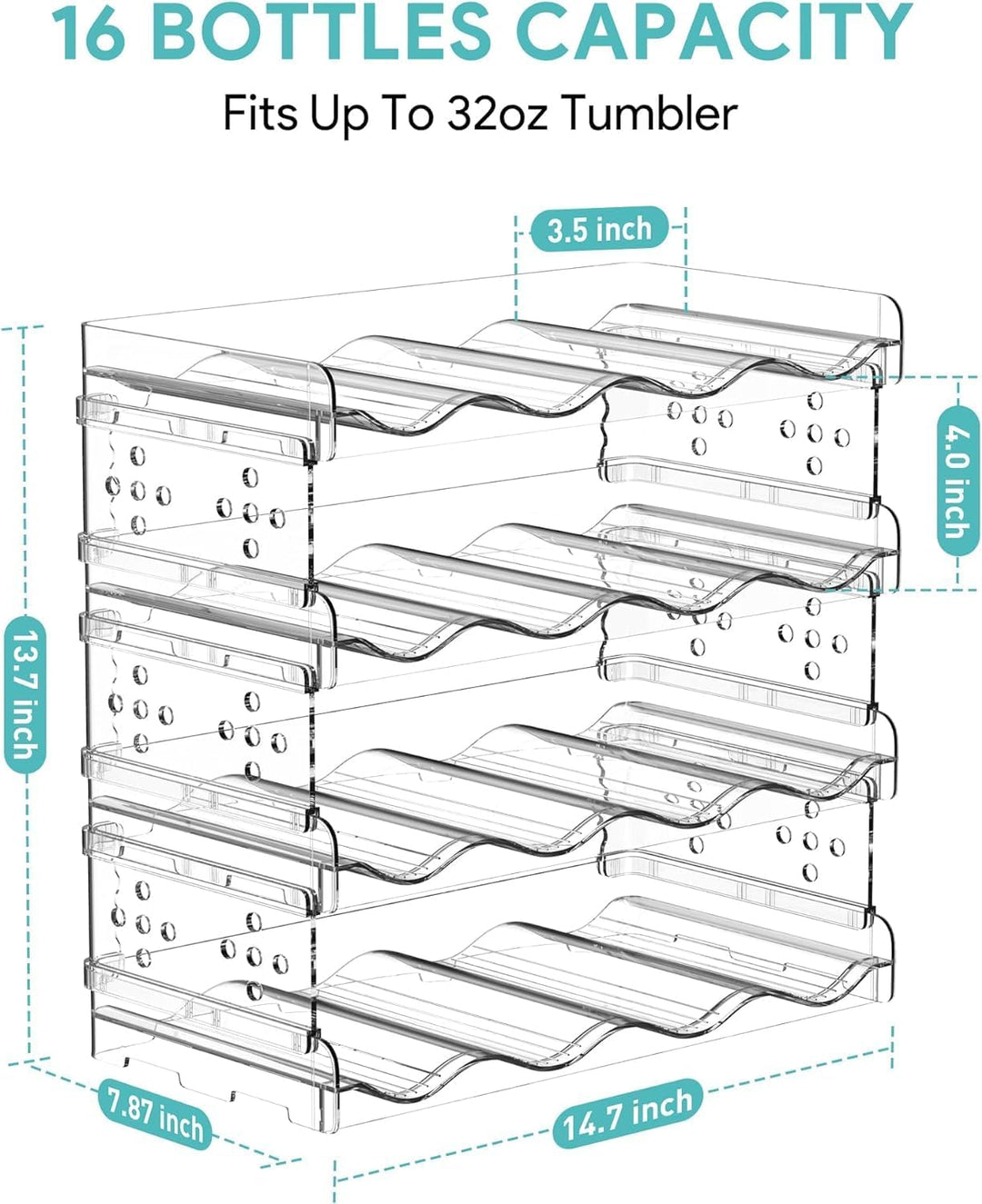 ItMvmt 4 Tier Wasserflasche Veranstalter für Kabinett, stapelbar Wasserflasche Lagerung Rack für Küc