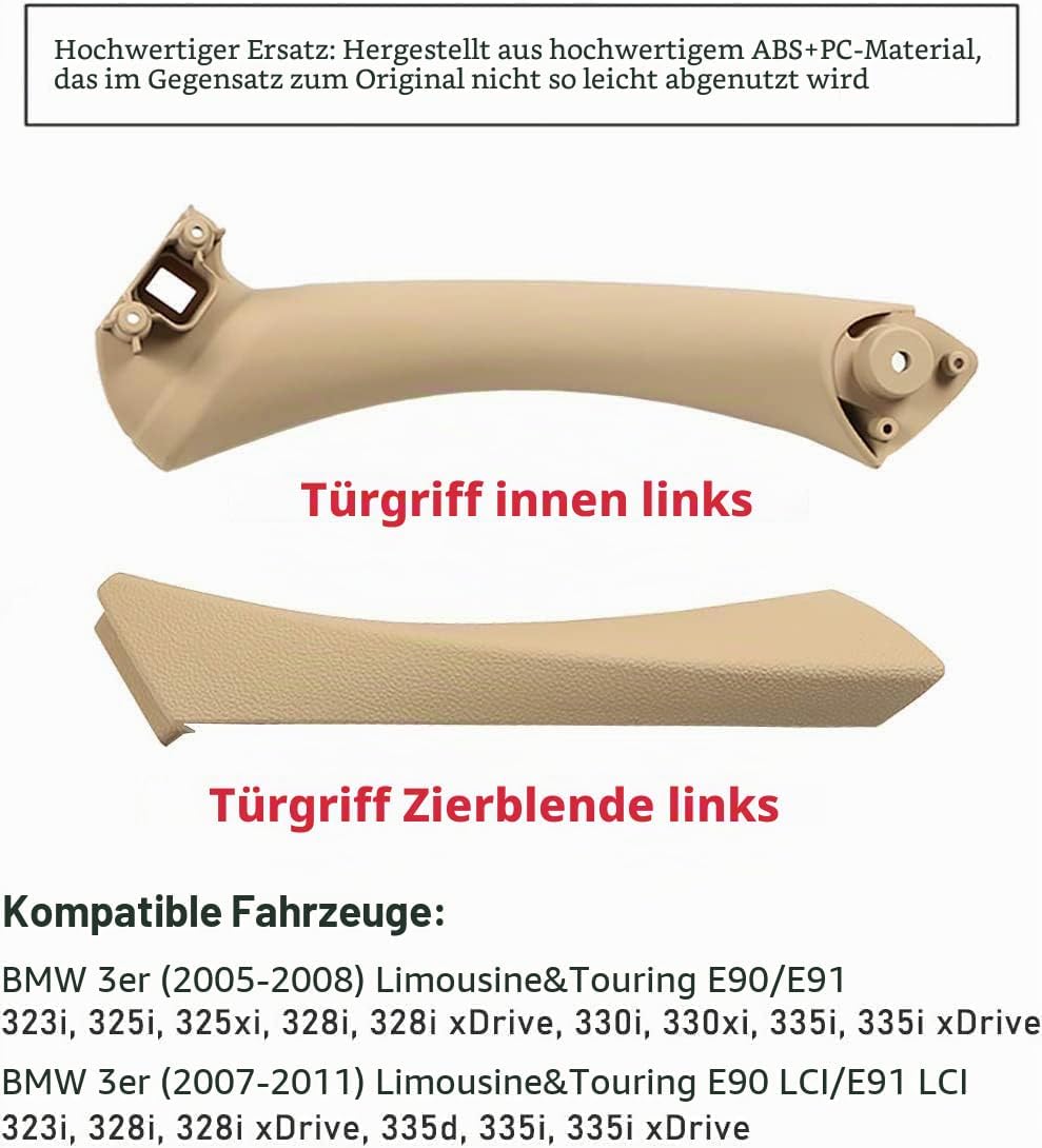 TTCR-II 3 Set Kompatibel mit Türgriff b_m_w 3er E90 E91 E92 E93 Türgriff Innen Rechts E90+Türgriff I
