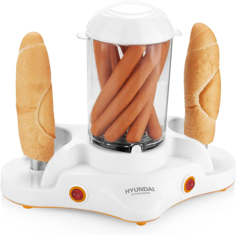 HYUNDAI Hot-Dog-Maker HDM 120 I 1-12 Würstchen I 1-6 Eier I Maiskolben kompatibel I 2 Ständer zum er