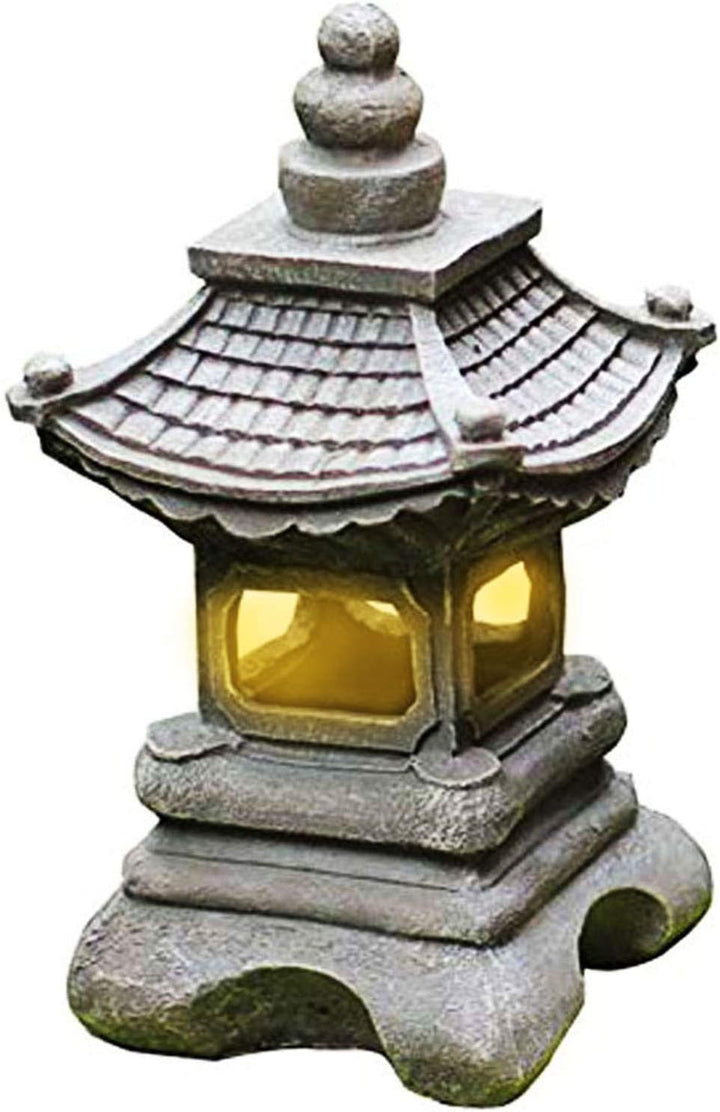 Uziqueif Outdoor Japanische Tachi-Gata-Stil Solar Zen Garten Lichter Laterne Pagode Licht Solar Bode
