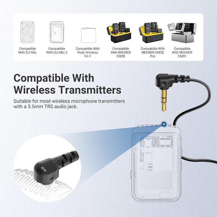NEEWER Lavalier Mikrofon ø9,7mm (2er Pack), 3,5mm TRS Wired Ansteckmikrofon, omnidirektionales Konde