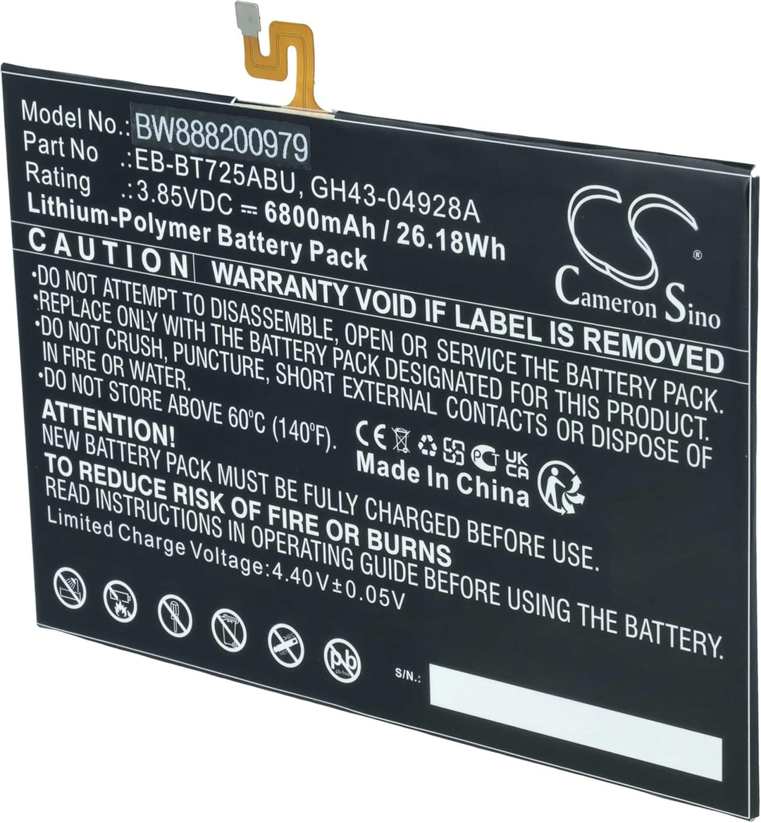 vhbw Akku kompatibel mit Samsung Tab S6 Lite Tablet Pad (6800 mAh, 3,85 V, Li-Polymer)