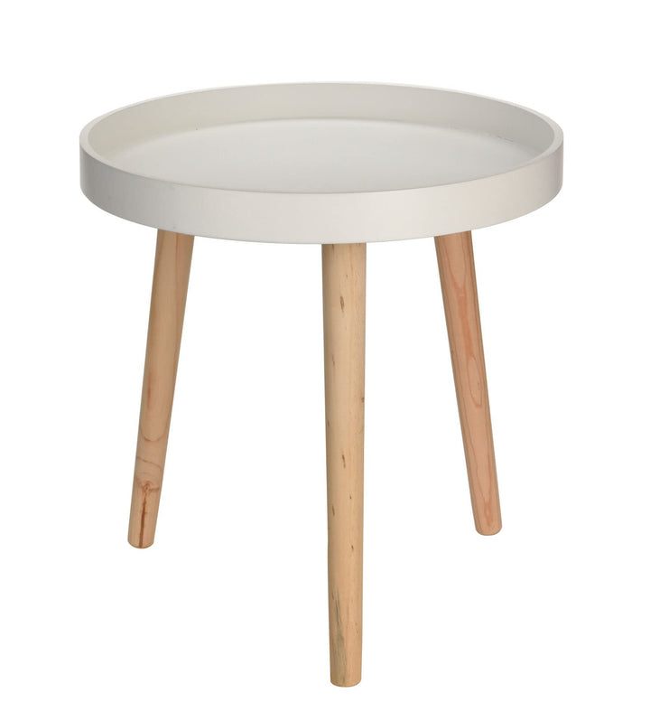 Spetebo Holz Beistelltisch 40 x 39 cm - weiss - Couchtisch mit Beinen aus Massivholz - Sofa Couch Te