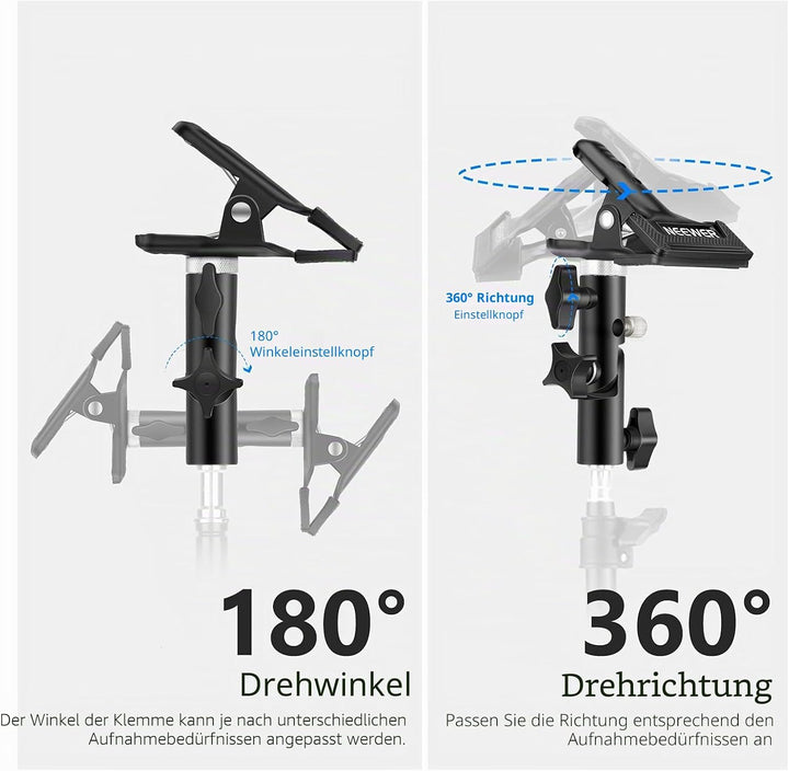 NEEWER 3 Stück Fotostudio Heavy Duty Metall Klammer Halterung mit 5/8 Zoll Stativ Licht Ständer Halt
