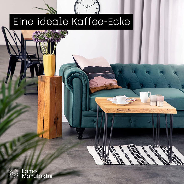 LAMO Manufaktur Holzplatte für Couchtisch, Beistelltisch, Tischplatte Massivholz 60x60 cm, Natur, LH