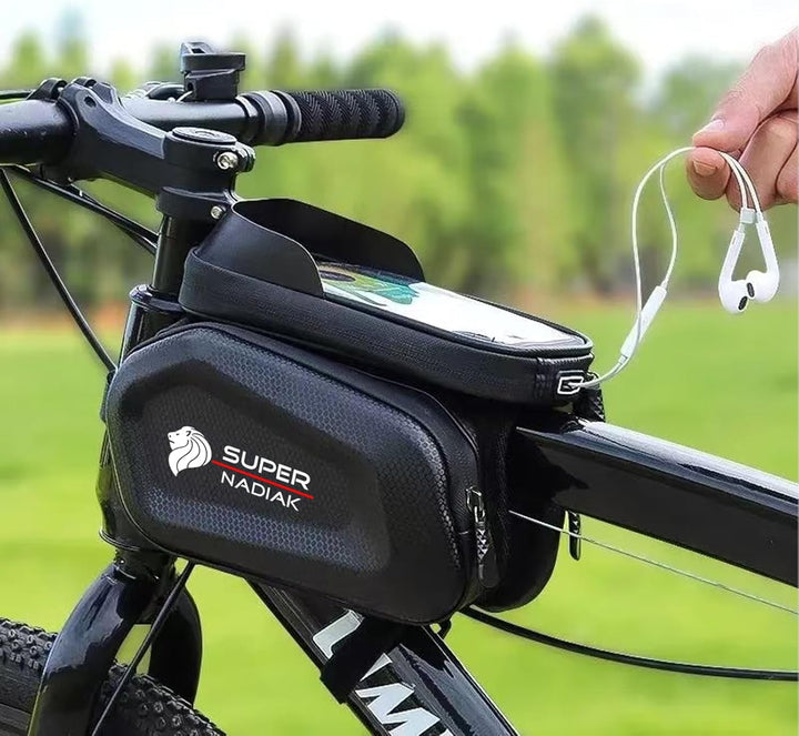 Fahrrad-Rahmentasche wasserdicht mit 6" Smartphone-Fenster – Komplettes Fahrradzubehör-Set mit Multi