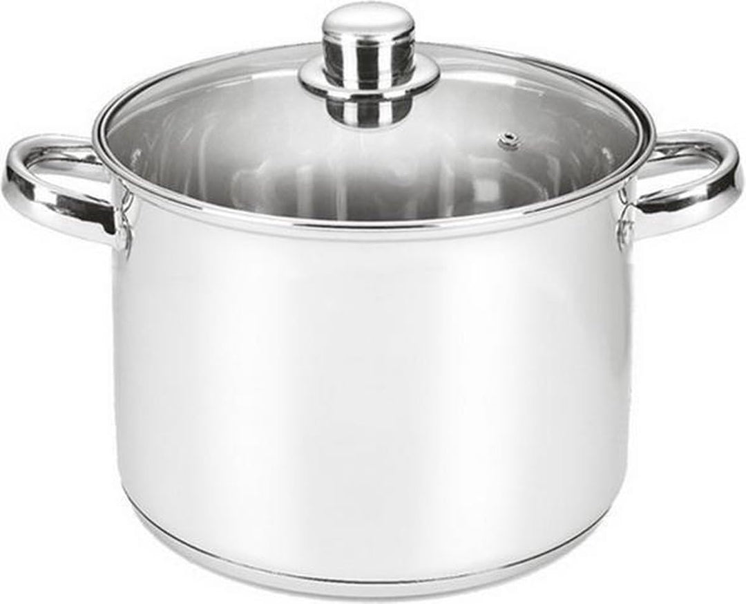Michelino Edelstahl Kochtopf mit 3-schichtigem Alu-Thermoboden, Silber (8 Liter) 9 Liter, 9 Liter