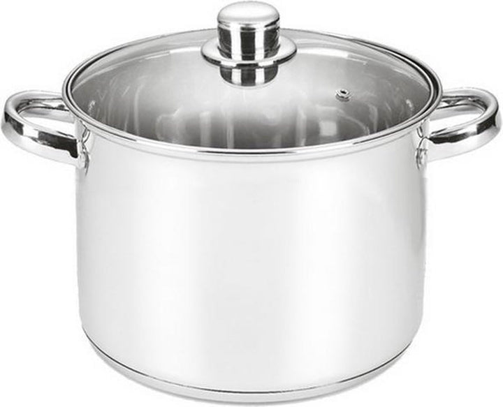 Michelino Edelstahl Kochtopf mit 3-schichtigem Alu-Thermoboden, Silber (8 Liter) 9 Liter, 9 Liter