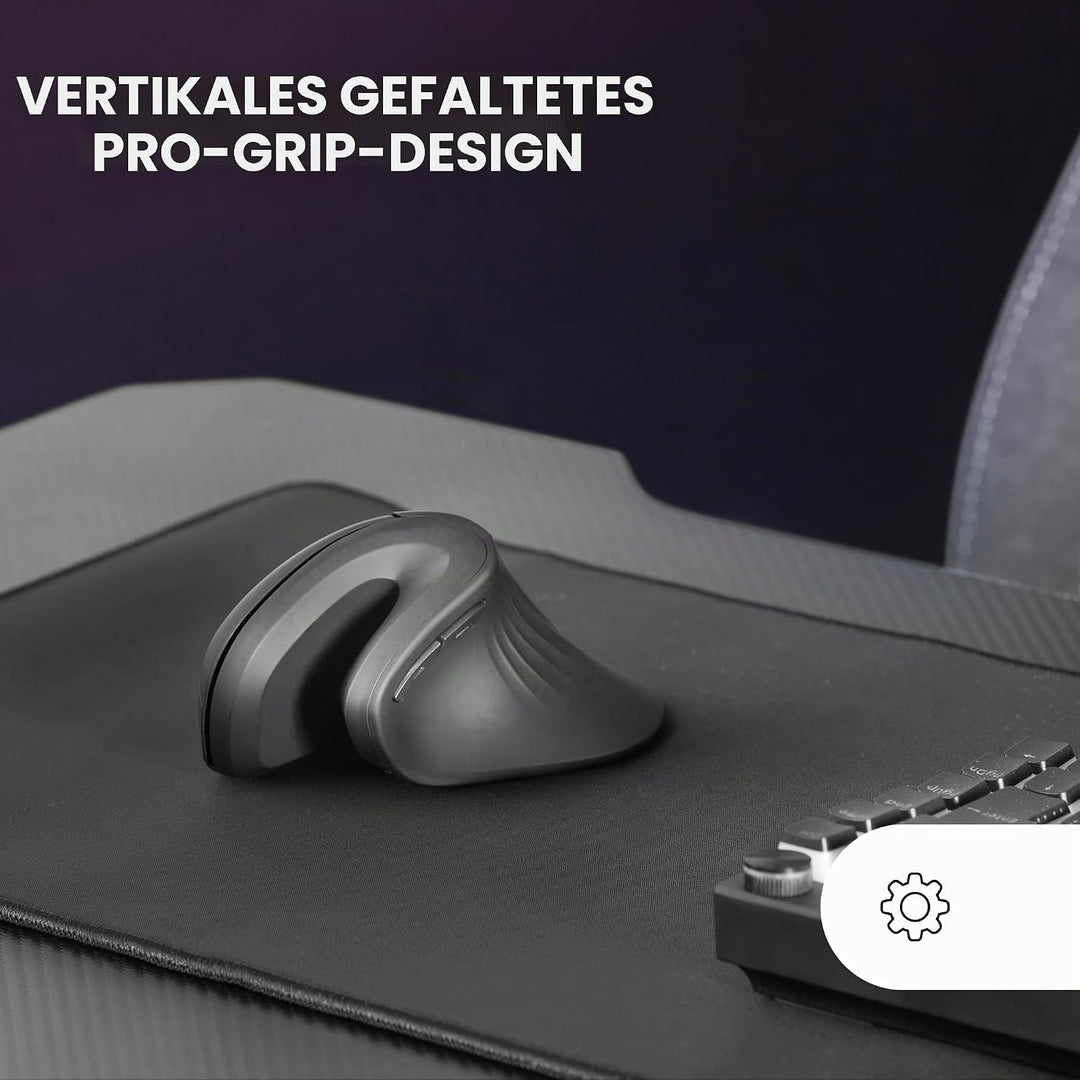 Mars Gaming MMW-ERGOPRO Schwarz, Ergonomische Vertikale Kabellose Maus, Gefaltetes Design, Optischer