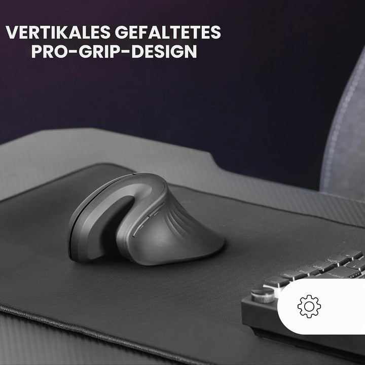Mars Gaming MMW-ERGOPRO Schwarz, Ergonomische Vertikale Kabellose Maus, Gefaltetes Design, Optischer