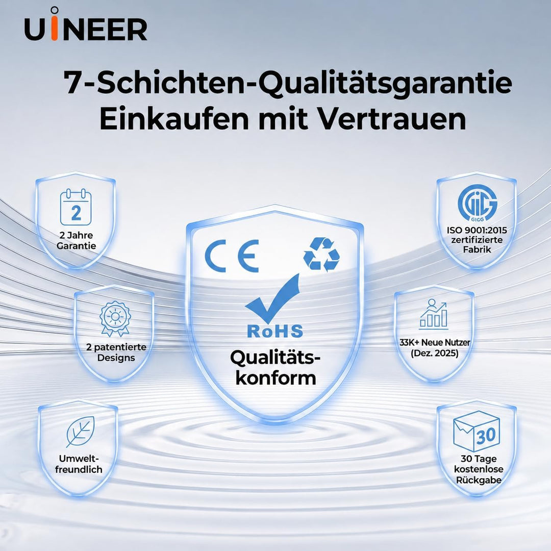 Uineer Vertikale Ergonomische Funkmaus 【Verbesserter Komfort】, leichtes und leises Design, wiederauf