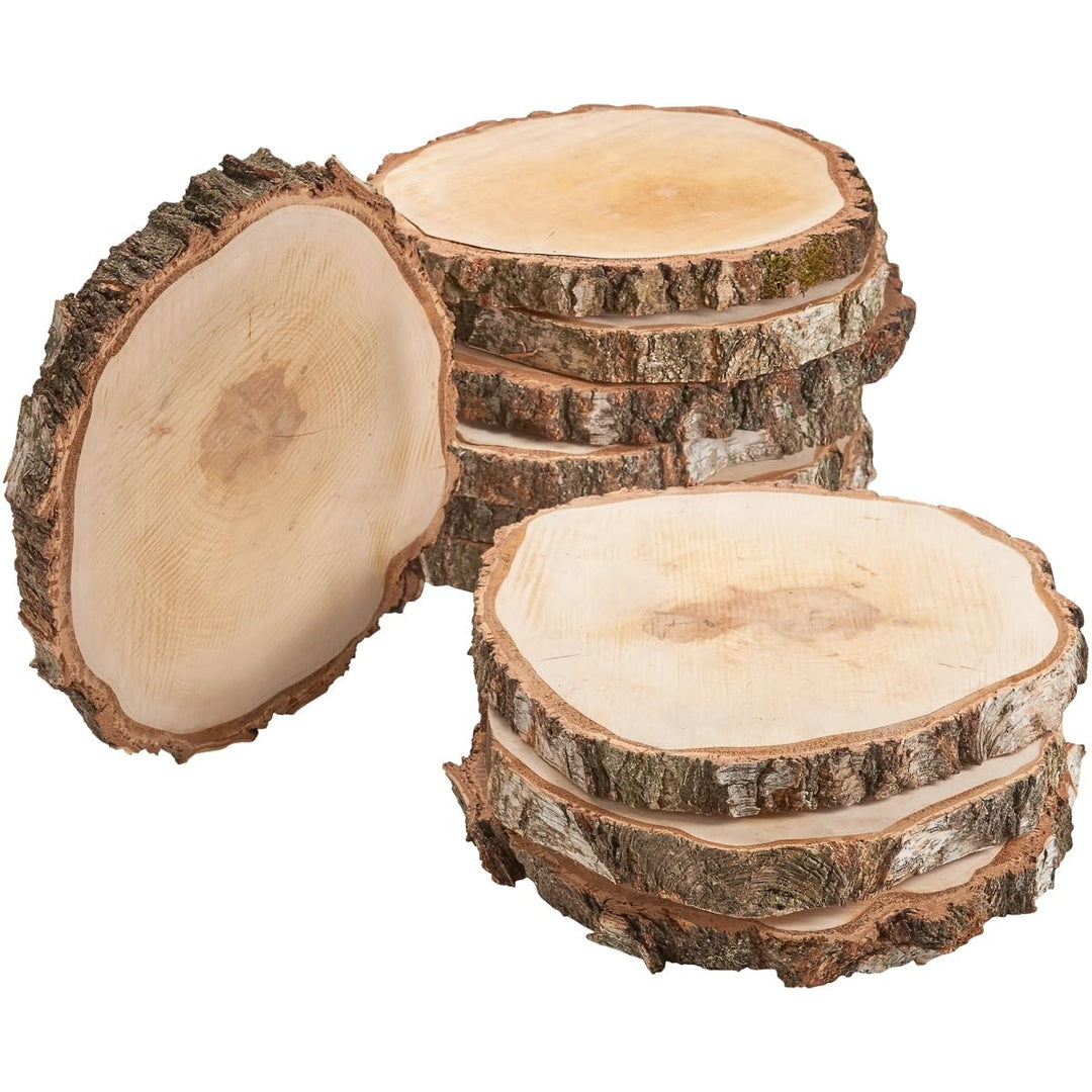 Grosse Holzscheiben zum Basteln oder Dekorieren - 10 Stück naturbelassene Baumscheiben ca. 35 cm (33