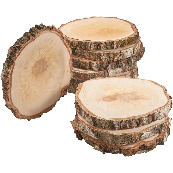 Grosse Holzscheiben zum Basteln oder Dekorieren - 10 Stück naturbelassene Baumscheiben ca. 35 cm (33