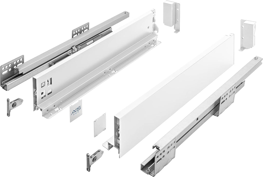 GTV Schubladenschienen AXIS PRO I Schubladenauszüge mit Vollauszug I Weiss I Belastbarkeit bis 40 kg