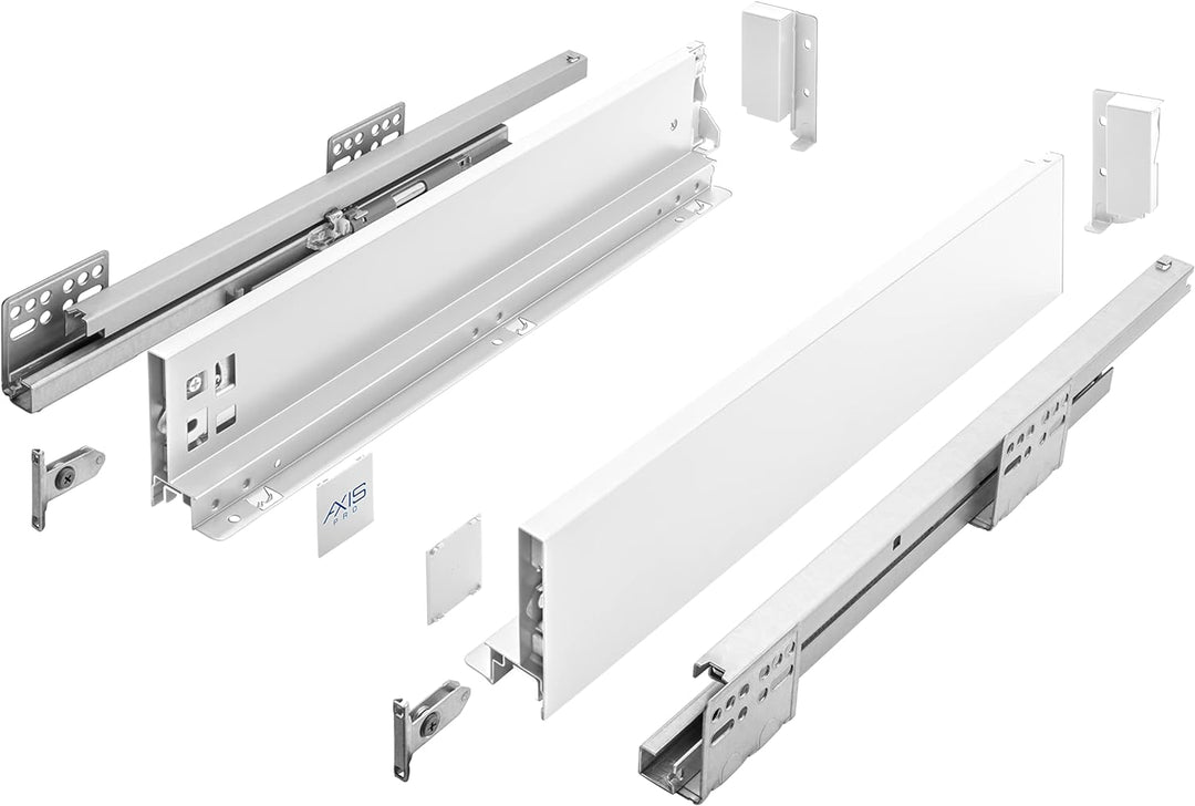 GTV Schubladenschienen AXIS PRO I Schubladenauszüge mit Vollauszug I Weiss I Belastbarkeit bis 40 kg