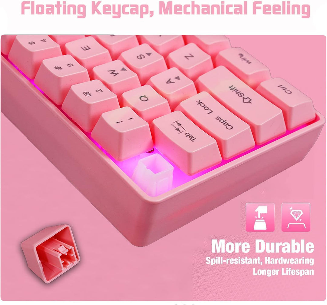 KUIYN 60% kabelgebundene RGB-Gaming-Tastatur, 61-Tasten-Minitastatur mit 11 RGB-Chroma-Hintergrundbe