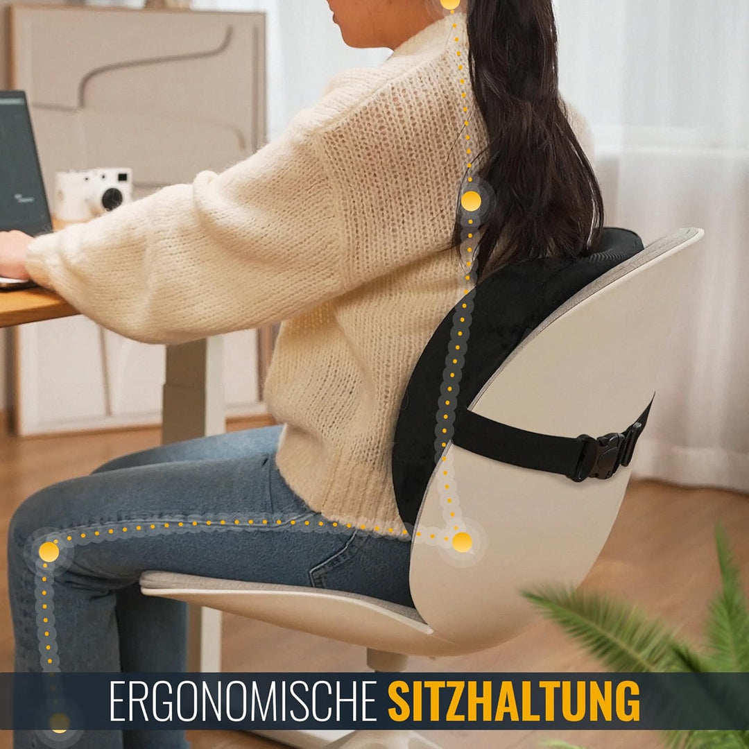 RICOO Ergonomisches Lendenkissen Kissen für den Rücken Lendenwirbelstütze Orthopädisch für Bürostuhl