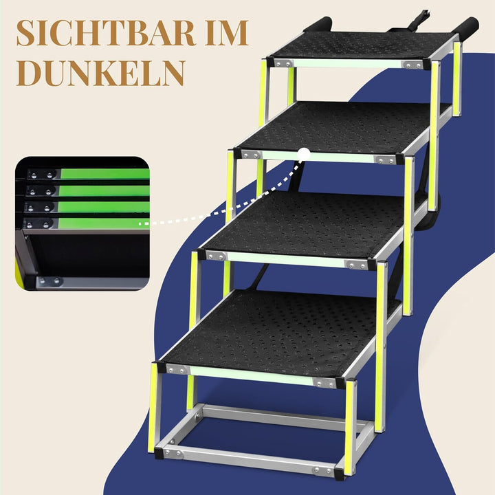 Hundetreppe Auto Klappbar - Hundetreppe Grosse Hunde - Leuchtende Leitmarkierung - Gelenkschonende E