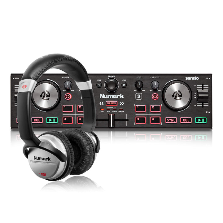 Numark DJ Komplettset - DJ2GO2 Touch 2-Deck USB DJ-Controller für Serato + HF125 professioneller Kop