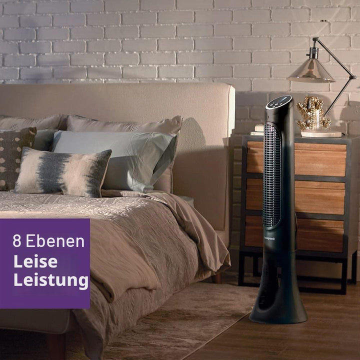 Honeywell QuietSet Tower (8 Geschwindigkeitseinstellungen, Oszillation 80°, Timer-Funktion, Fernbedi
