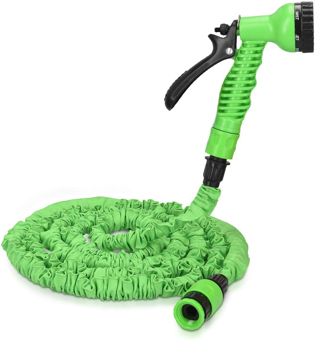 Navaris Flexibler Gartenschlauch 5-15m - mit 7 Funktionen Brause und Schnelladaptern - Wasserschlauc