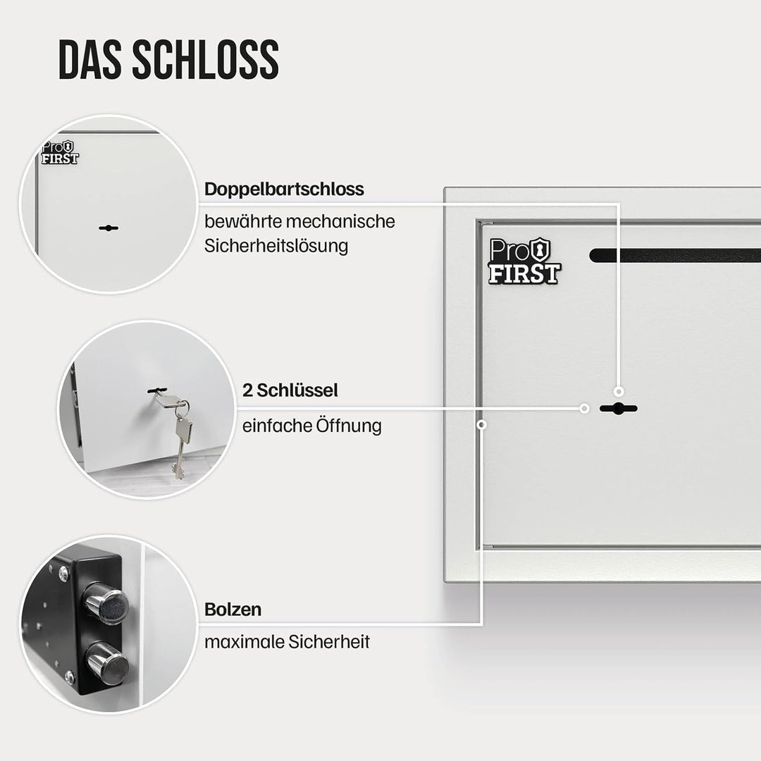 Profirst Möbeltresor Guardian 3 Einwurfschlitz Stahl Doppelbartschloss 2 Schlüssel herausnehmbarer F