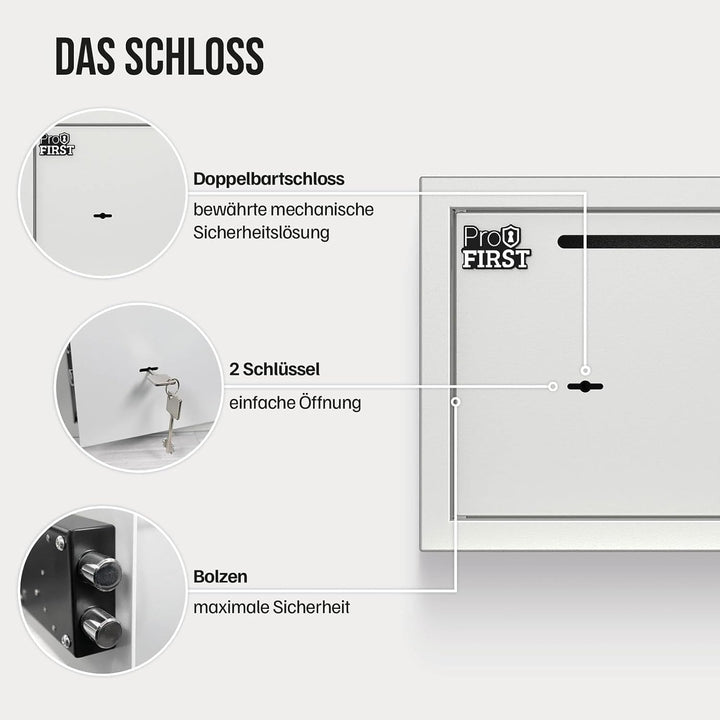Profirst Möbeltresor Guardian 3 Einwurfschlitz Stahl Doppelbartschloss 2 Schlüssel herausnehmbarer F