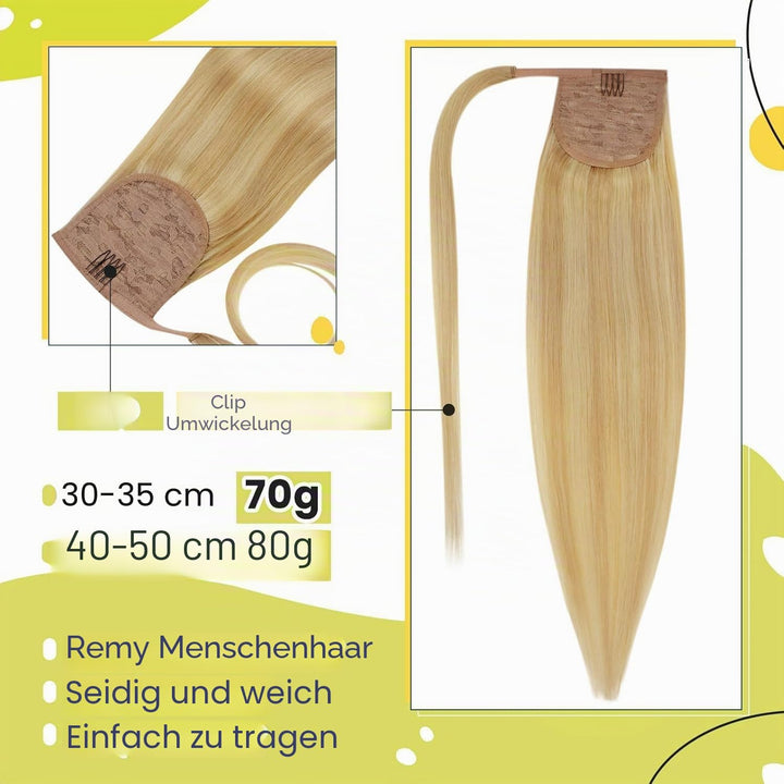 RUNATURE Echthaar Zopf Echte Haare Ponytail Extensions Echthaar Haar Pferdeschwanz Extensions Echtha