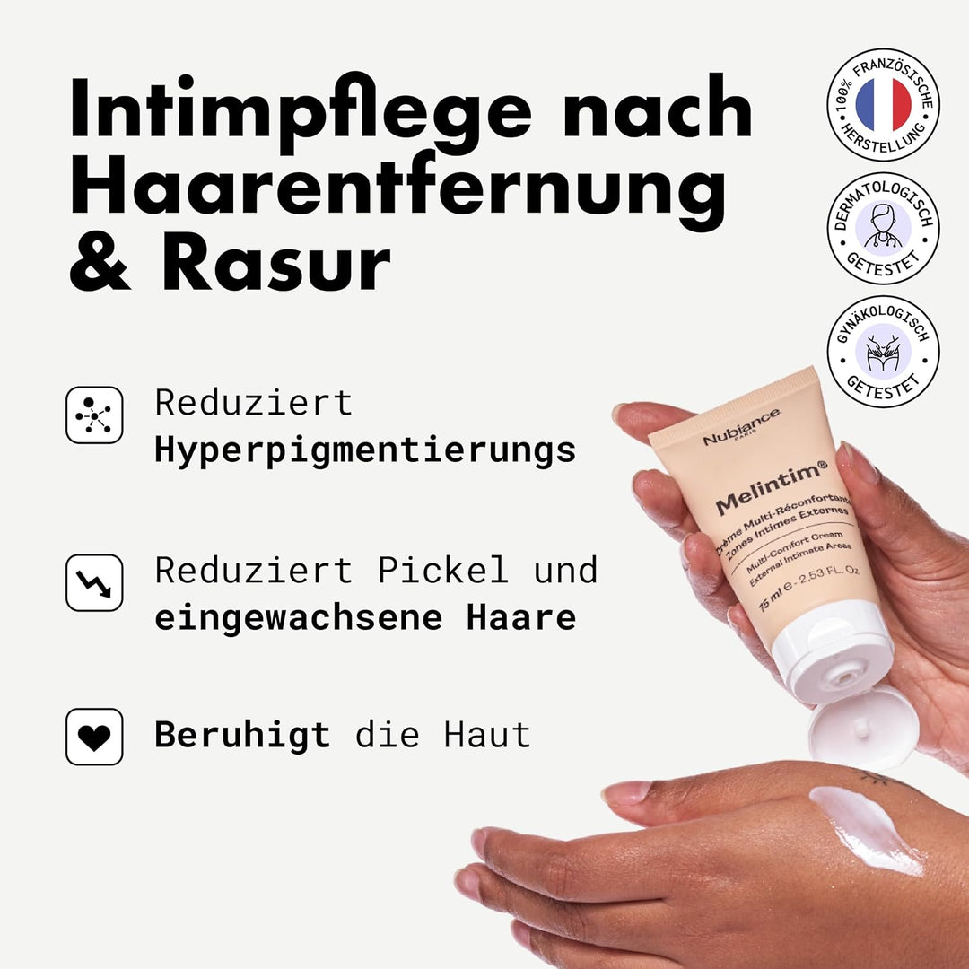 NUBIANCE - Melintim 75ml - Multi-Comforting Creme für äussere Intimbereiche - Nach dem Wachsen oder