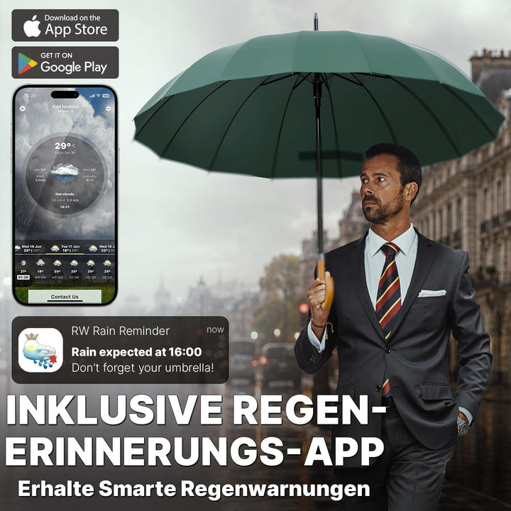 Royal Walk Gross XXL 54 inch Automatik Reise Golf Regenschirm für Damen und Herren Sturmfest Windsic