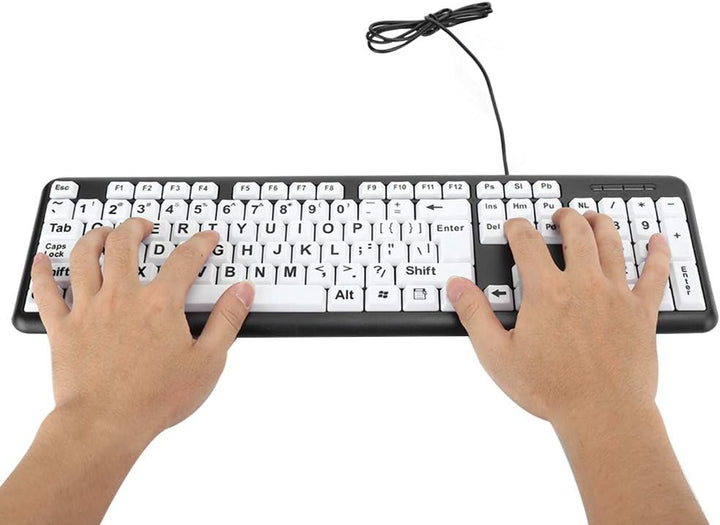 Dilwe Grossdrucktastatur, Kabeebundene Grossbuchstaben-Tastatur, USB-Tastaturen mit 104 Tasten, Sehb