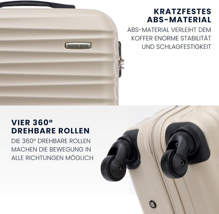 WITTCHEN Reisekoffer 3er Koffer-Set Rollkoffer Trolley Handgepäck Hartschale aus ABS mit 4 Spinner-R