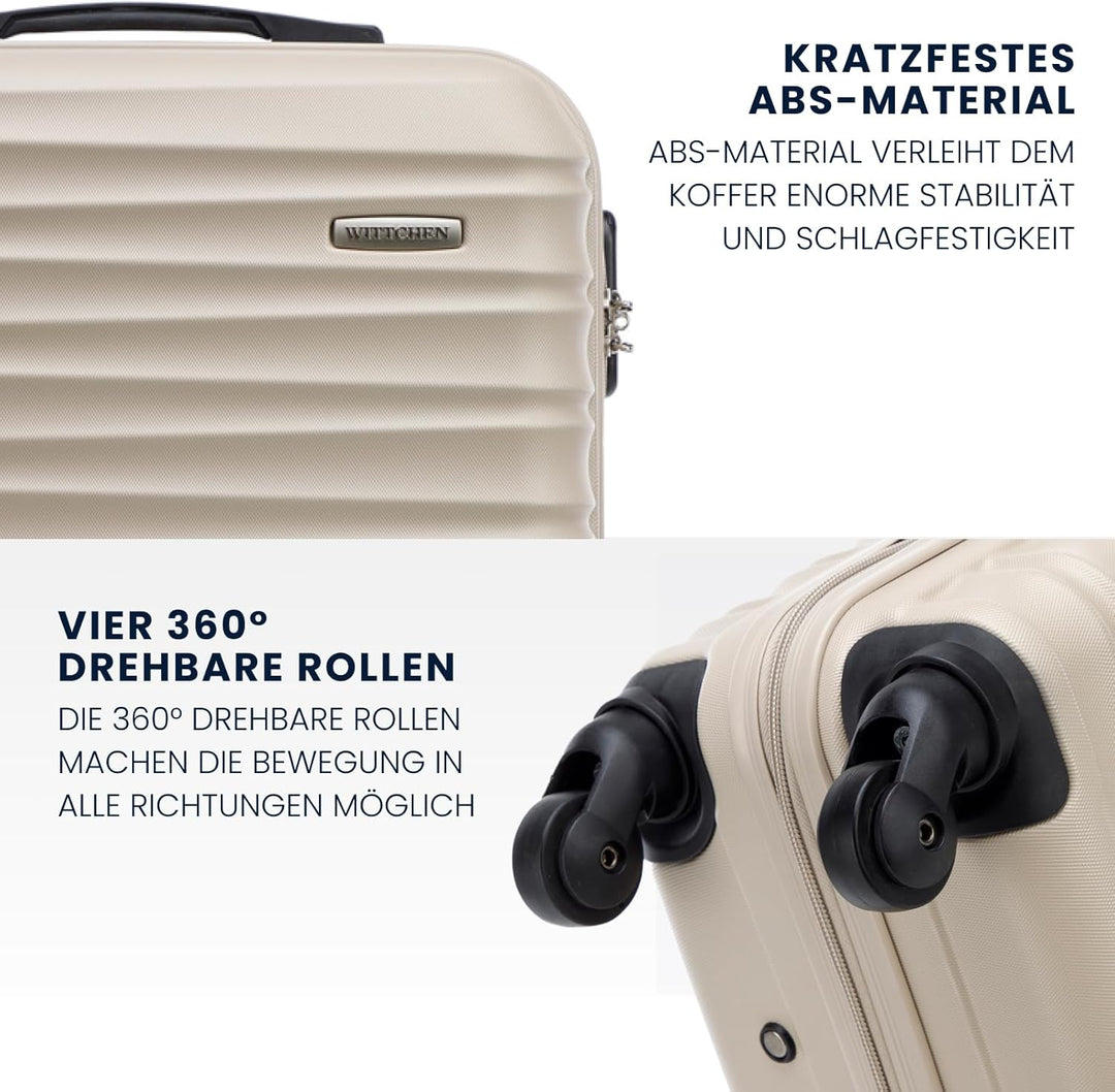 WITTCHEN Reisekoffer 3er Koffer-Set Rollkoffer Trolley Handgepäck Hartschale aus ABS mit 4 Spinner-R