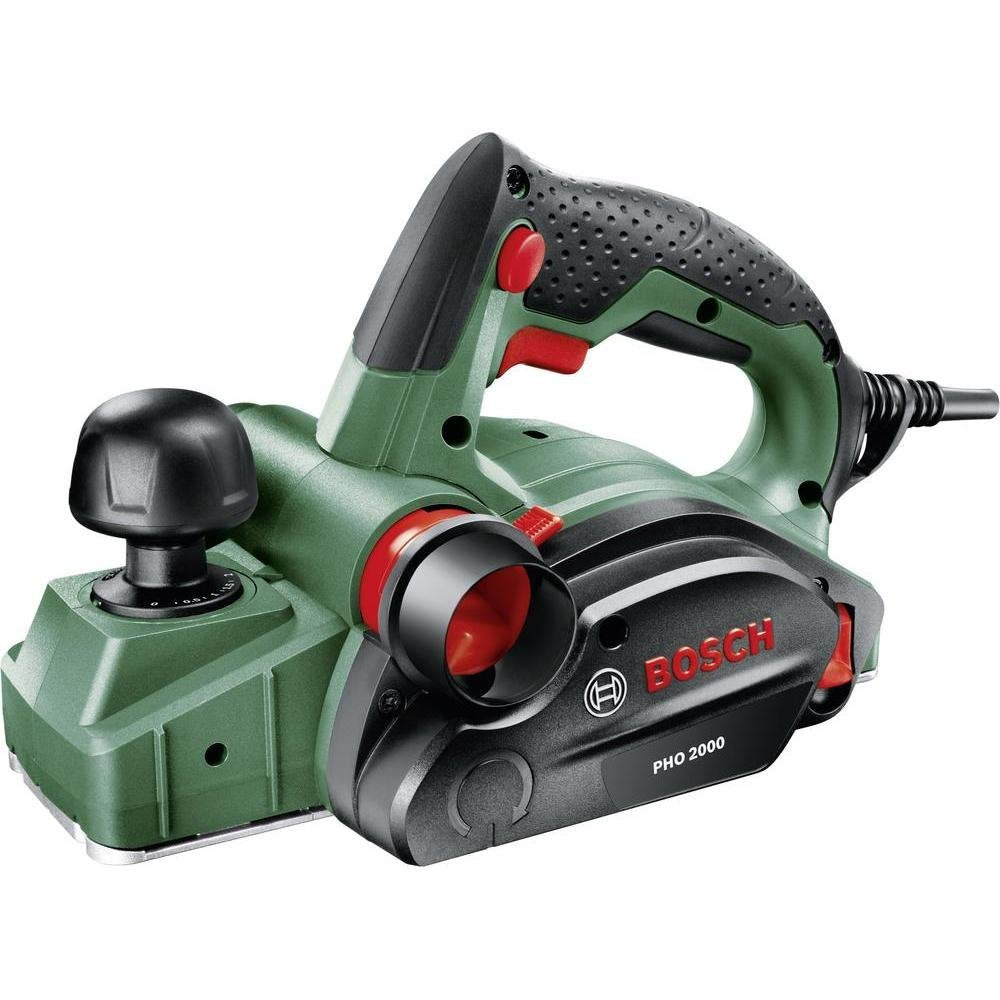 Bosch Handhobel PHO 2000, Hobelmesser, Karton (680 W, Hobelbreite 82 mm, Spantiefe 0 – 2,0 mm, Falzt
