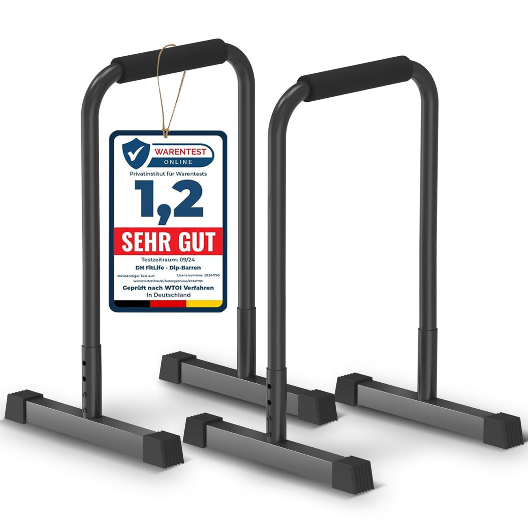 DH FitLife Dip Barren Bars | Dip Stange & Verstellbare Dip-Station 80-90 cm | Parallettes für Calist