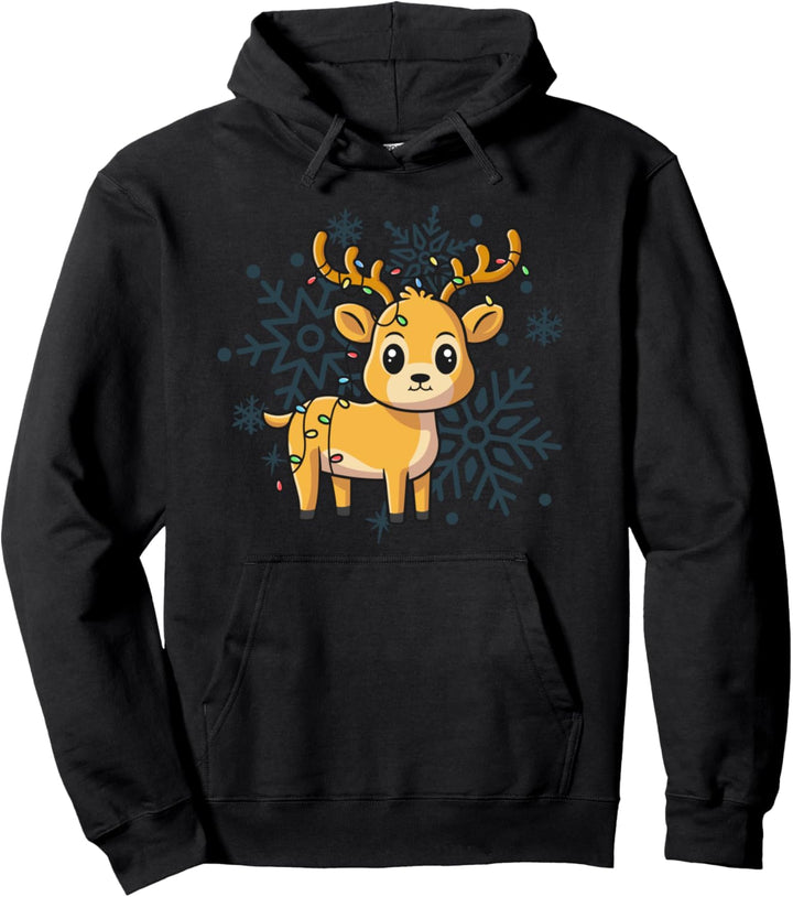 Reindeer Christmas Lights Shirt Cute Womens Holiday Shirts Pullover Hoodie