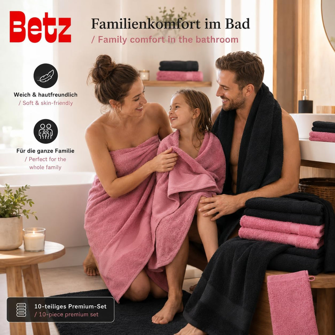 Betz 10-TLG. Handtuch-Set Premium 100% Baumwolle 2 Duschtücher 4 Handtücher 2 Gästetücher 2 Waschhan