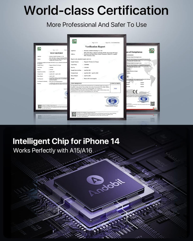 andobil Handyhalterung Auto mit Ladefunktion MagSafe Autohalterung [ Für iPhone 14 Serie & 15W Kabel