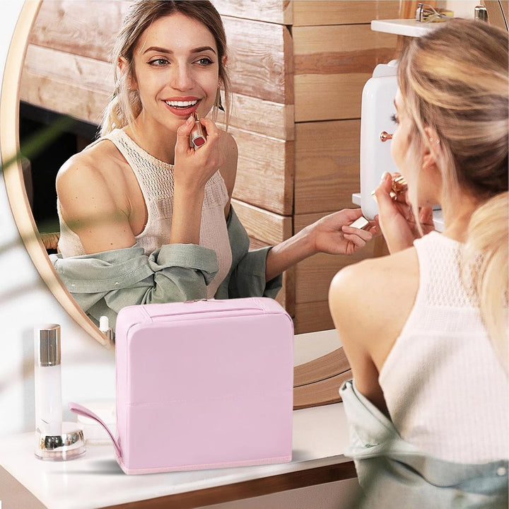 Reise-Kosmetiktasche, parallele Make-up-Tasche, grosse Kapazität, Organizer mit Fächern, wasserdicht